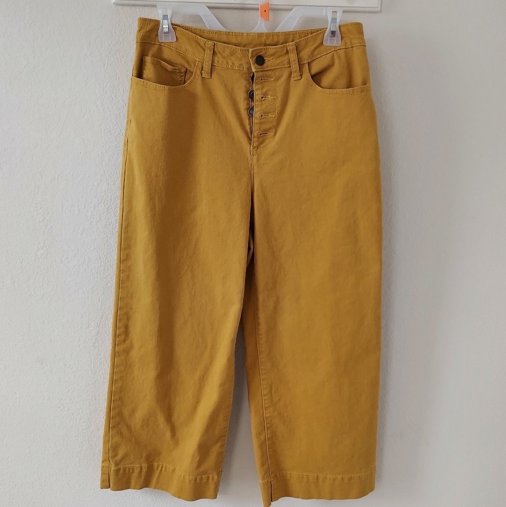 Time and Tru Women's Wide Leg Pants, Mustard Yellow, Size 8